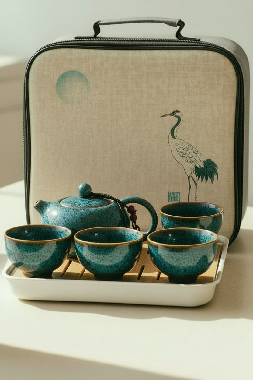 With Travelling Bag 4 Cups Chinese Kung Fu Tea Set Travel Set Ceramic Portable Teapot Porcelain Teaset Gaiwan Tea Cups Tea Tool