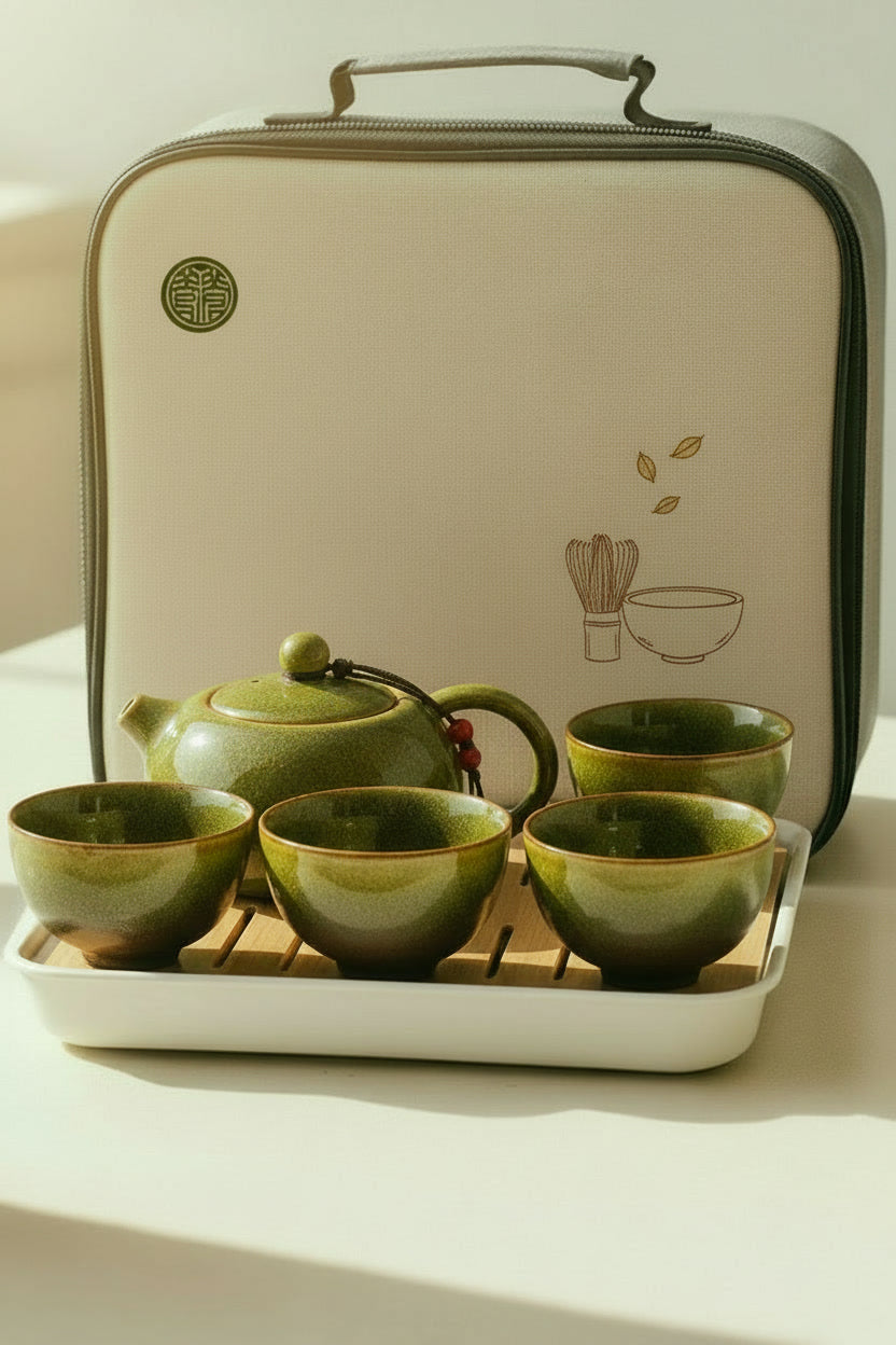 With Travelling Bag 4 Cups Chinese Kung Fu Tea Set Travel Set Ceramic Portable Teapot Porcelain Teaset Gaiwan Tea Cups Tea Tool