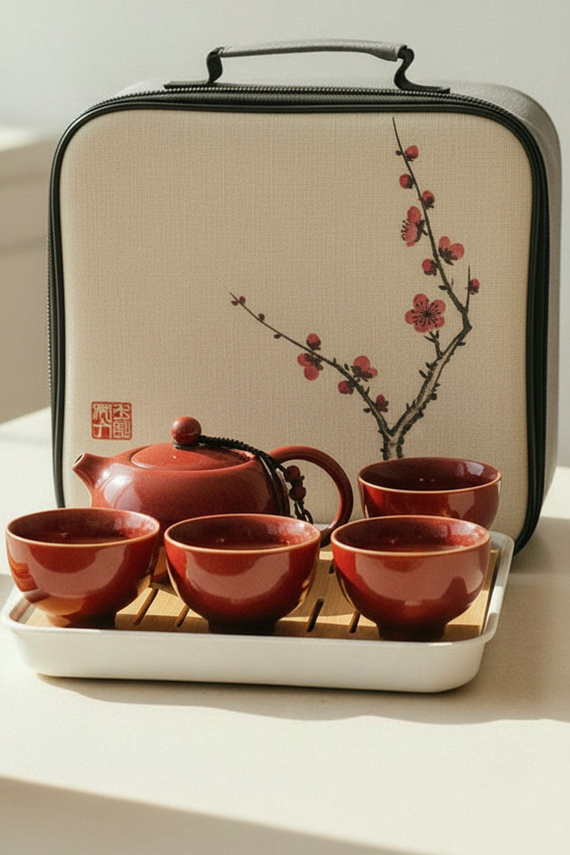With Travelling Bag 4 Cups Chinese Kung Fu Tea Set Travel Set Ceramic Portable Teapot Porcelain Teaset Gaiwan Tea Cups Tea Tool